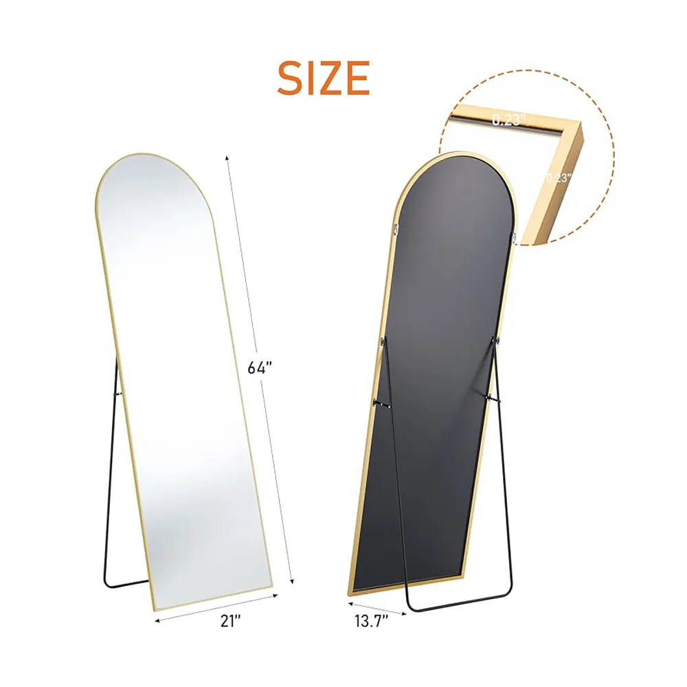 espejo Arched Floor Mirror, 64” x 21” Full Length Mirror with Stand