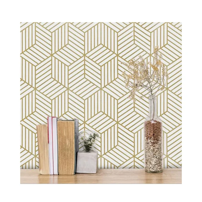 Gold and White Geometric Wallpaper