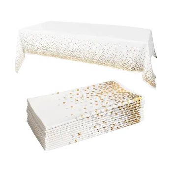 mantel Prestee White/Gold Rectangular Tablecloths